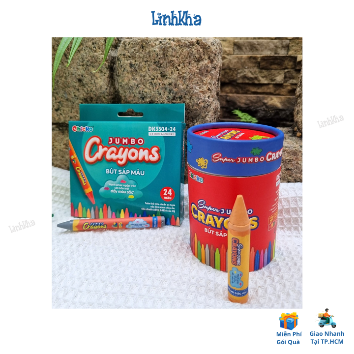 Bút Sáp Màu Duka Cho Bé Tập Tô - Cỡ Thường và Siêu To Cho Trẻ Dễ Cầm Khó Gãy - Jumpo Crayon