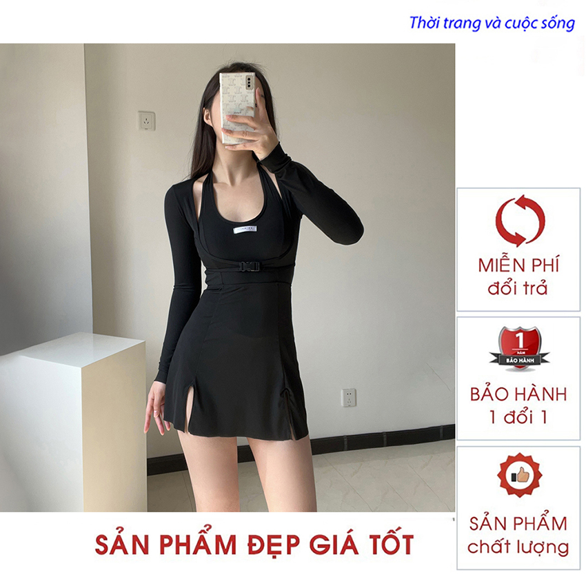 Đồ bơi nữ liền thân dáng váy, Đồ bơi nữ hai mảnh vải mềm mại co giãn thời trang cao cấp BD0031