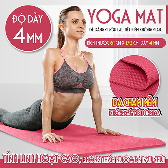 {3 size}BG-Thảm tập YOGA GYM  Bám Sàn Chống Trượt Dễ Vệ Sinh,Chất Liệu Thảm Tập Yoga TPE,dễ gấp gọn