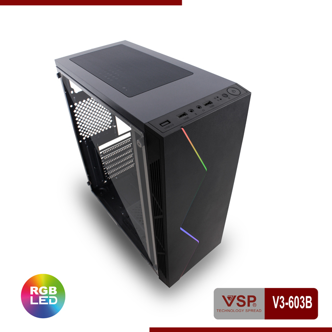 Vỏ Máy Tính | Case VSP V3-603 Có Sẵn Led Rgb . - Hàng Chính Hãng