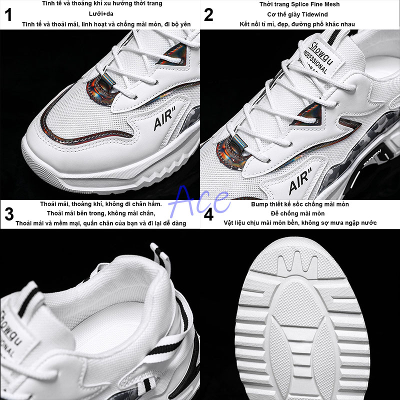 Giày thể thao nam tăng chiều cao giày  nam thoáng khí chống mòn giày nam sneaker Ace 1728