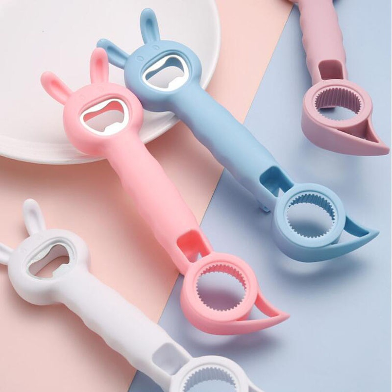 Dụng Cụ Mở Nắp Chai / Bật Bia Mở Nắp Lon 4in1 Hình Thỏ Màu Sắc Dễ Thương 88389 Tiện Ích 777