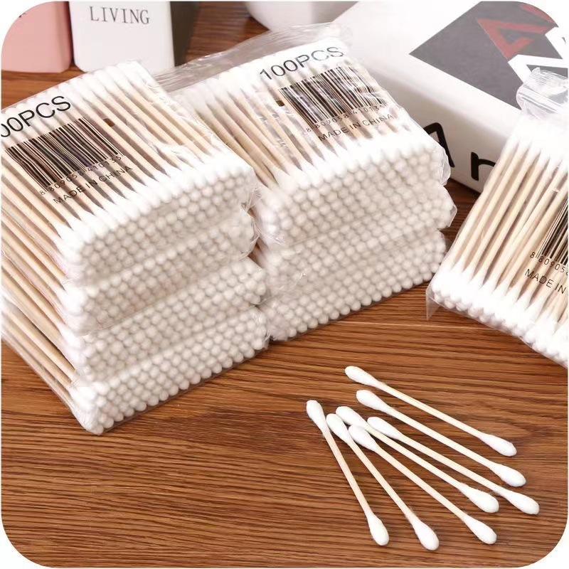 Tăm bông 100 que thân gỗ ngoáy tai ,nặn mụn .. tiện ích  88383 KHO SỈ GIÁ GỐC 88