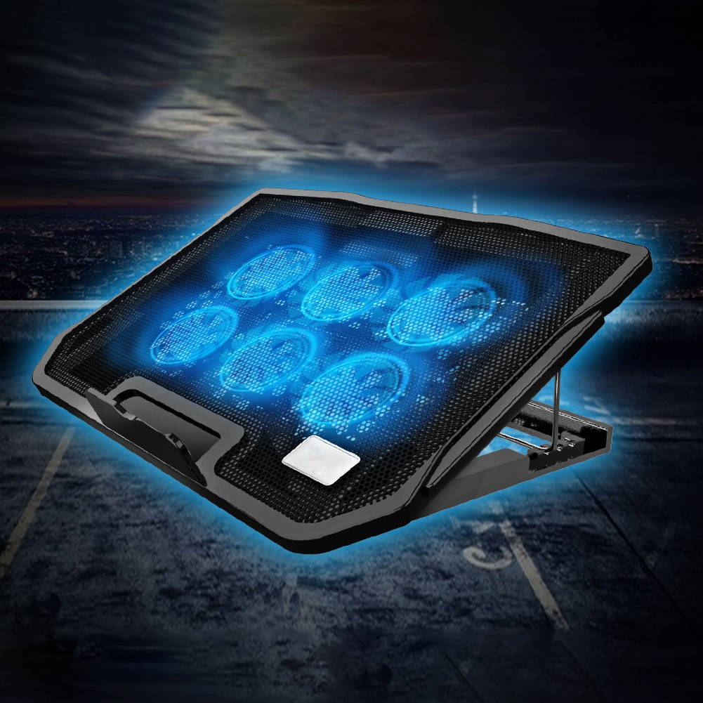 Six Cooling Fans Laptop Cooler Pad, Notebook Stand Fan Base mute, uitable for 14/15.6 Inch