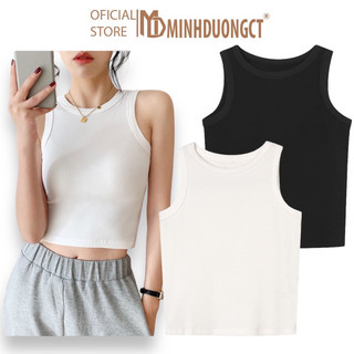 Áo Ba Lỗ Croptop, 3 Lỗ Trơn 2 Màu Trắng Đen Ôm Body Dáng Basic [Minhduonhct]