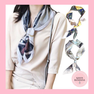 Khăn turban lụa vuông in hoạ tiết size 70x70cm - Khăn bandana làm áo