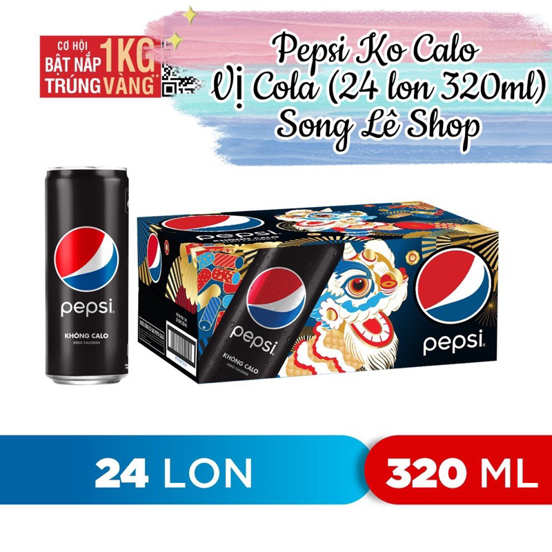 (Thùng 24 lon) Pepsi Không Calo