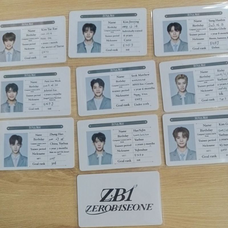 Set 9 thẻ card nhựa in 2 mặt ảnh nhóm ZB1 - ID Card ZeroBaseOne