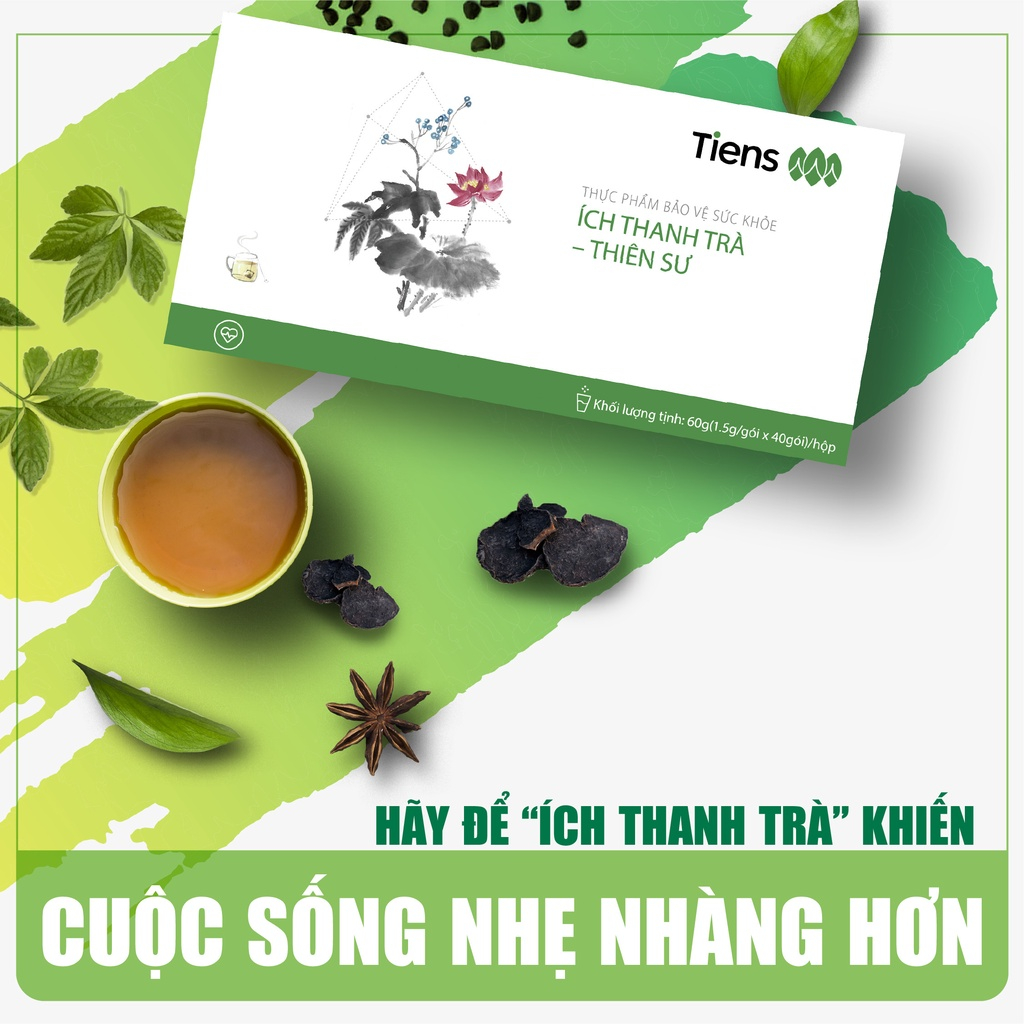 Ích Thanh Trà TIENS - Thiên Sư Chính Hãng Giúp Giảm Cân, Giảm Mỡ Máu, Thải Độc Gan, Thanh Lọc Cơ Thể - Hộp 40 Gói