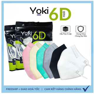 Combo 5 túi khẩu trang 6d yoki 5 lớp cao cấp