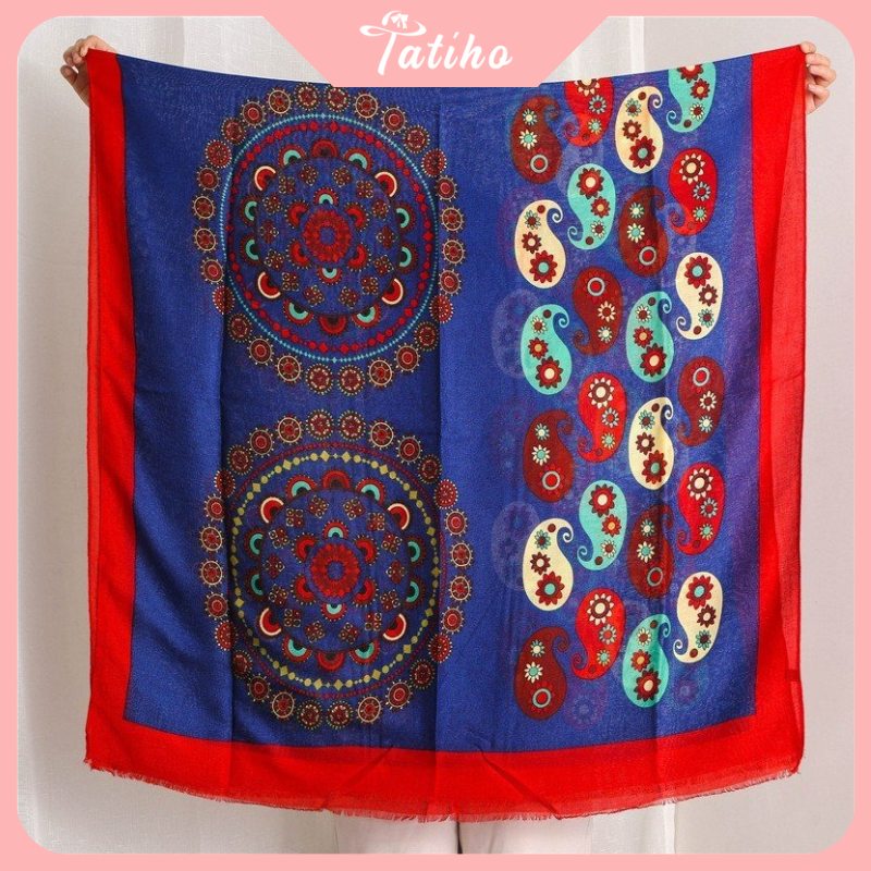 [Hàng Xịn, Giá Tốt] Khăn Choàng Boho Du Lịch Biển Họa Tiết Đa Dạng Phong Cách Hè Chất Liệu Cotton-Size:90x180cm-Mã KC025