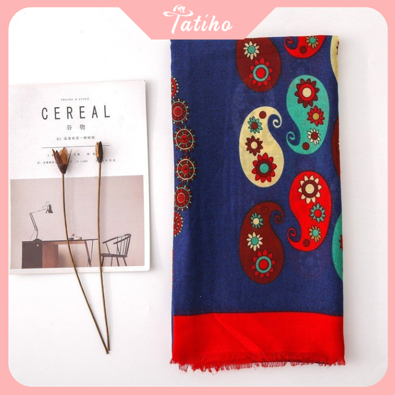[Hàng Xịn, Giá Tốt] Khăn Choàng Boho Du Lịch Biển Họa Tiết Đa Dạng Phong Cách Hè Chất Liệu Cotton-Size:90x180cm-Mã KC025