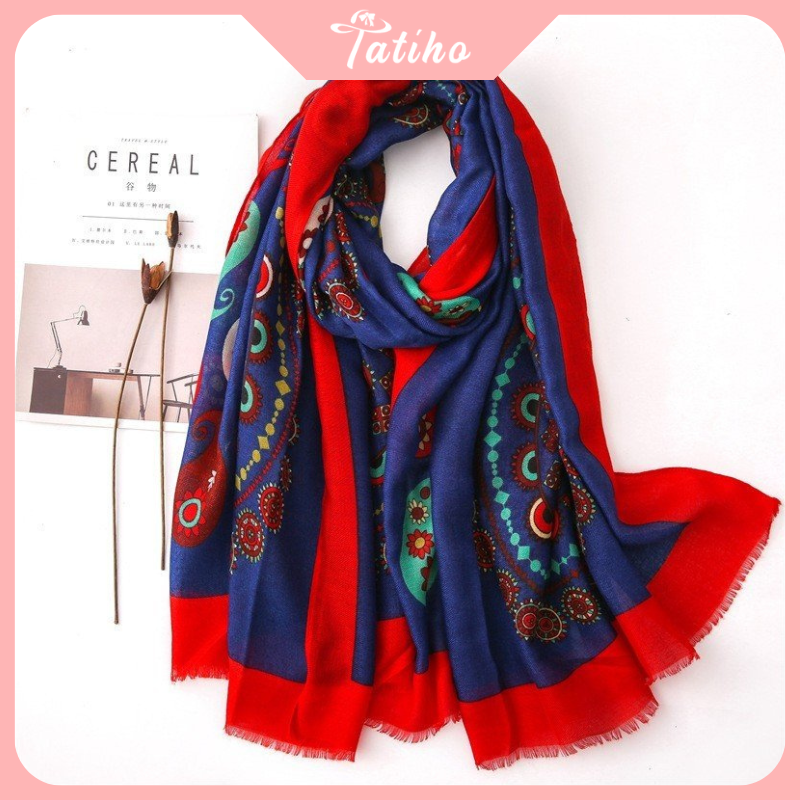 [Hàng Xịn, Giá Tốt] Khăn Choàng Boho Du Lịch Biển Họa Tiết Đa Dạng Phong Cách Hè Chất Liệu Cotton-Size:90x180cm-Mã KC025