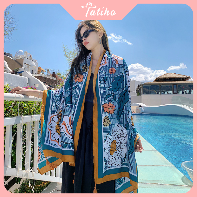 [Hàng Xịn, Giá Tốt] Khăn Choàng Boho Du Lịch Biển Họa Tiết Đa Dạng Phong Cách Hè Chất Liệu Cotton-Size:90x180cm-Mã KC025