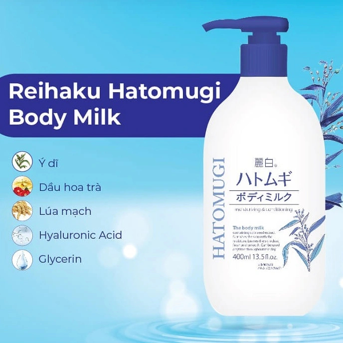 Sữa Dưỡng Thể Sáng Da Hatomugi Moisturizing & Conditioning Body Lotion cấp ẩm, dịu da 400ml