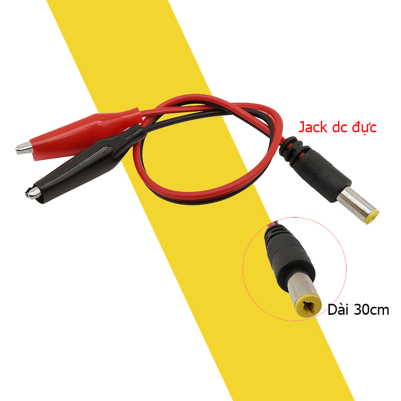 Dây nguồn Jack DC 5.5x2.1mm ra 2 đầu kẹp cá sấu dài 50cm