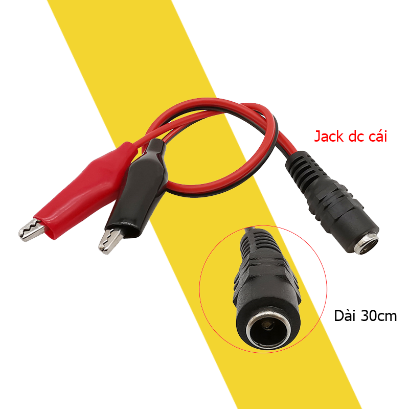 Dây nguồn Jack DC 5.5x2.1mm ra 2 đầu kẹp cá sấu dài 50cm