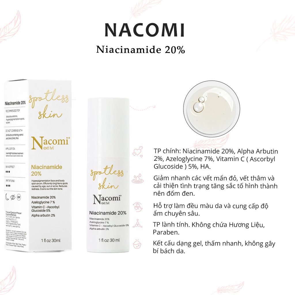 Serum Nacomi Niacinamide 15% 20% Giảm Mụn Sáng Da