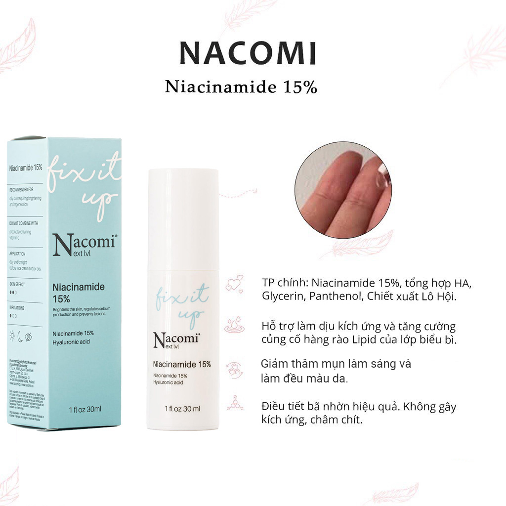 Serum Nacomi Niacinamide 15% 20% Giảm Mụn Sáng Da