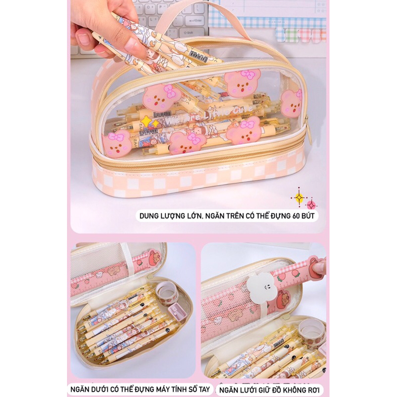 ( Tặng quà ) Hộp đựng bút cỡ chống nước, bụi bẩn thiết kế hình túi xách có quai cầm dễ thương