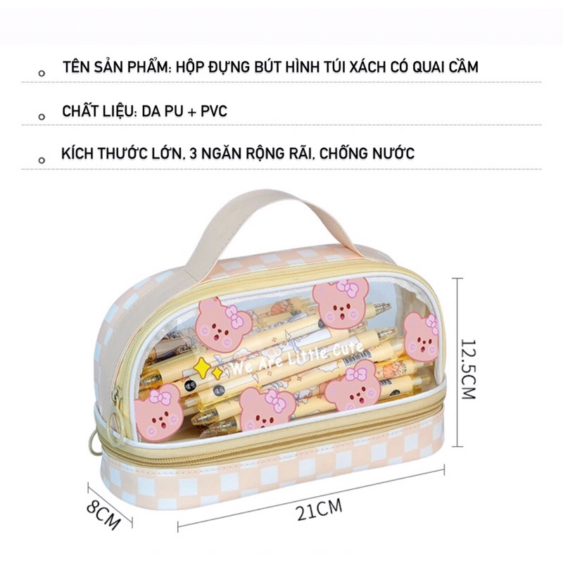 ( Tặng quà ) Hộp đựng bút cỡ chống nước, bụi bẩn thiết kế hình túi xách có quai cầm dễ thương