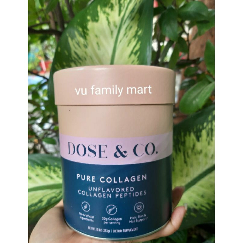 Bột Collagen tinh khiết - Dose and Co Pure Collagen Unflavored Collagen Peptides 283g - Hàng Air Mỹ
