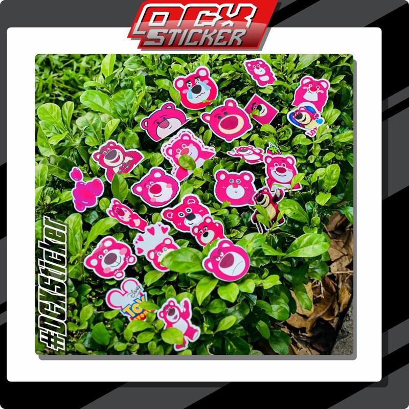 Sticker Gấu Dâu Trang Trí | Hình Dán Gấu Dâu Lotso Cute Dán Mũ Bảo Hiểm Điện Thoại Laptop Sổ Bình Nước | STK-003