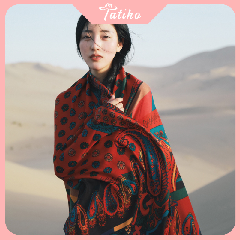 [Hàng Xịn, Giá Tốt] Khăn Choàng Boho Du Lịch Biển Họa Tiết Đa Dạng Phong Cách Hè Chất Liệu Cotton-Size:90x180cm-Mã KC025