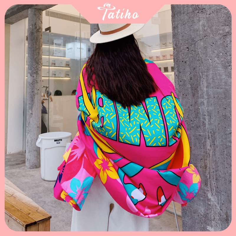 [Hàng Xịn, Giá Tốt] Khăn Choàng Boho Du Lịch Biển Họa Tiết Đa Dạng Phong Cách Hè Chất Liệu Cotton-Size:90x180cm-Mã KC025