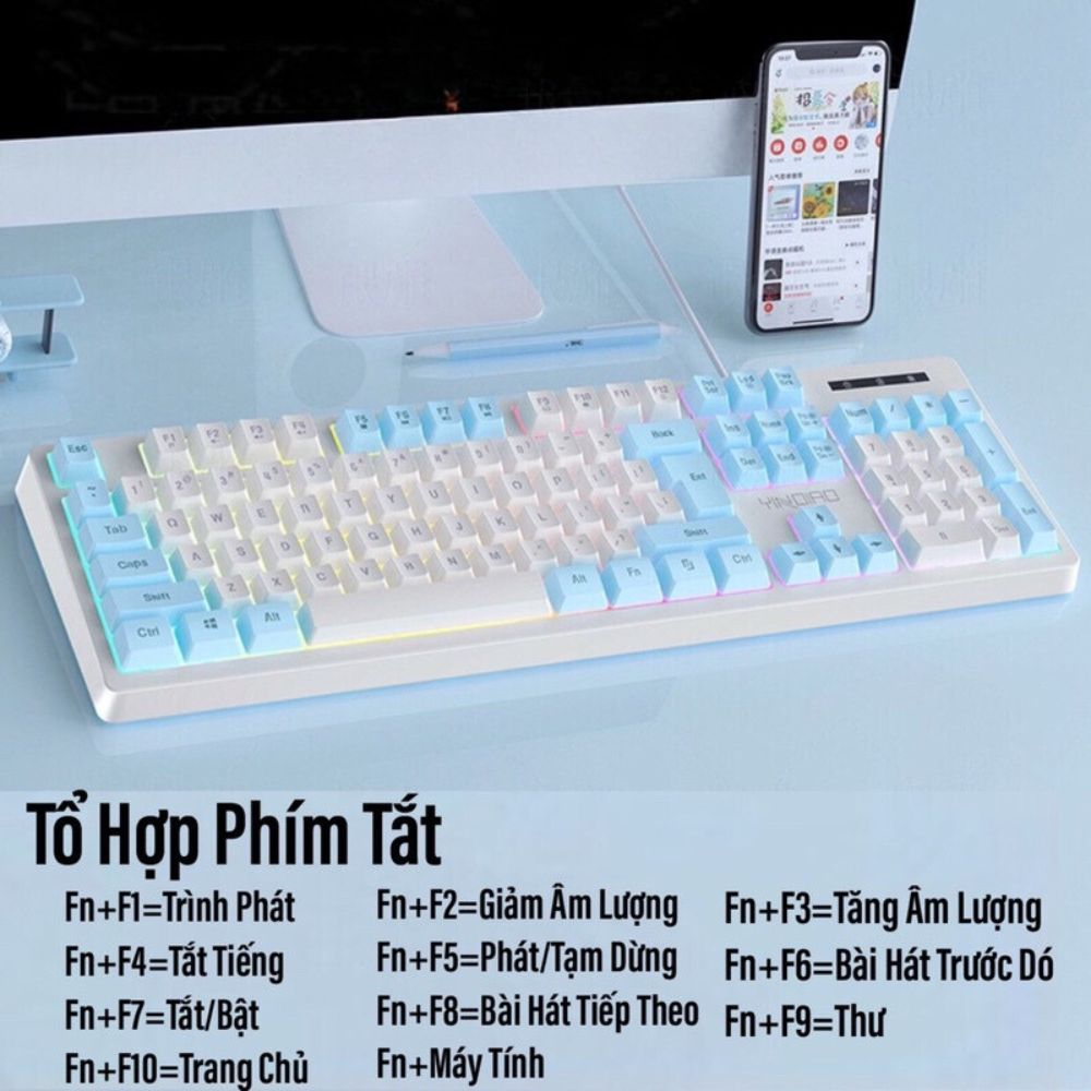Bàn Phím Giả Cơ YINOIAO K200 4 Màu Phím LED RGB Xuyên Chữ [CHÍNH HÃNG]- Bàn Phím Máy Tính Siêu Đẹp Phù Hợp Dân Văn Phòng | BigBuy360 - bigbuy360.vn