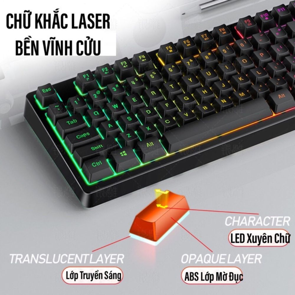 Bàn Phím Giả Cơ YINOIAO K200 4 Màu Phím LED RGB Xuyên Chữ [CHÍNH HÃNG]- Bàn Phím Máy Tính Siêu Đẹp Phù Hợp Dân Văn Phòng | BigBuy360 - bigbuy360.vn
