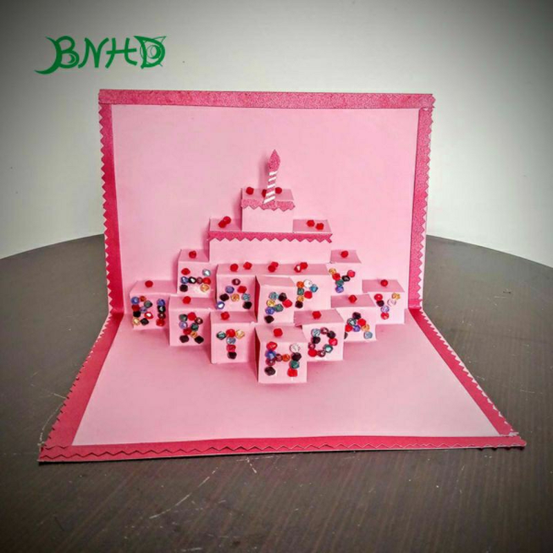 Thiệp 3D Chúc mừng sinh nhật handmade đính đá pha lê sáng đẹp hơn hình