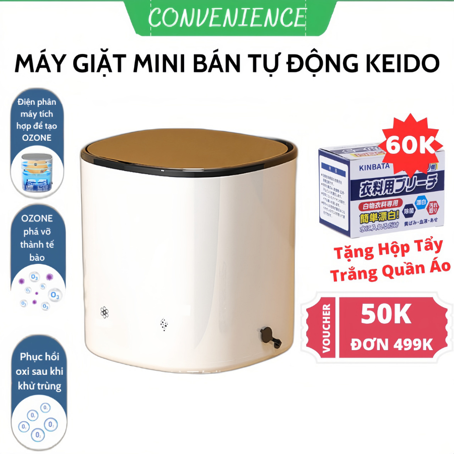 Máy giặt mini bán tự động KEIDO, máy giặt khử khuẩn bằng tia UV, máy giặt khử mùi vắt khô đồ lót, quần áo - SET2489