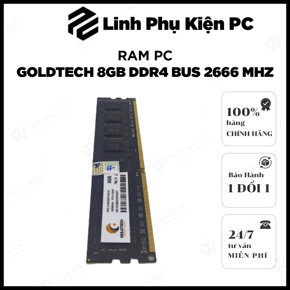 RAM PC Goldtech 8GB DDR4 Bus 2666 MHz hàng mới bảo hành chính hãng 36 tháng