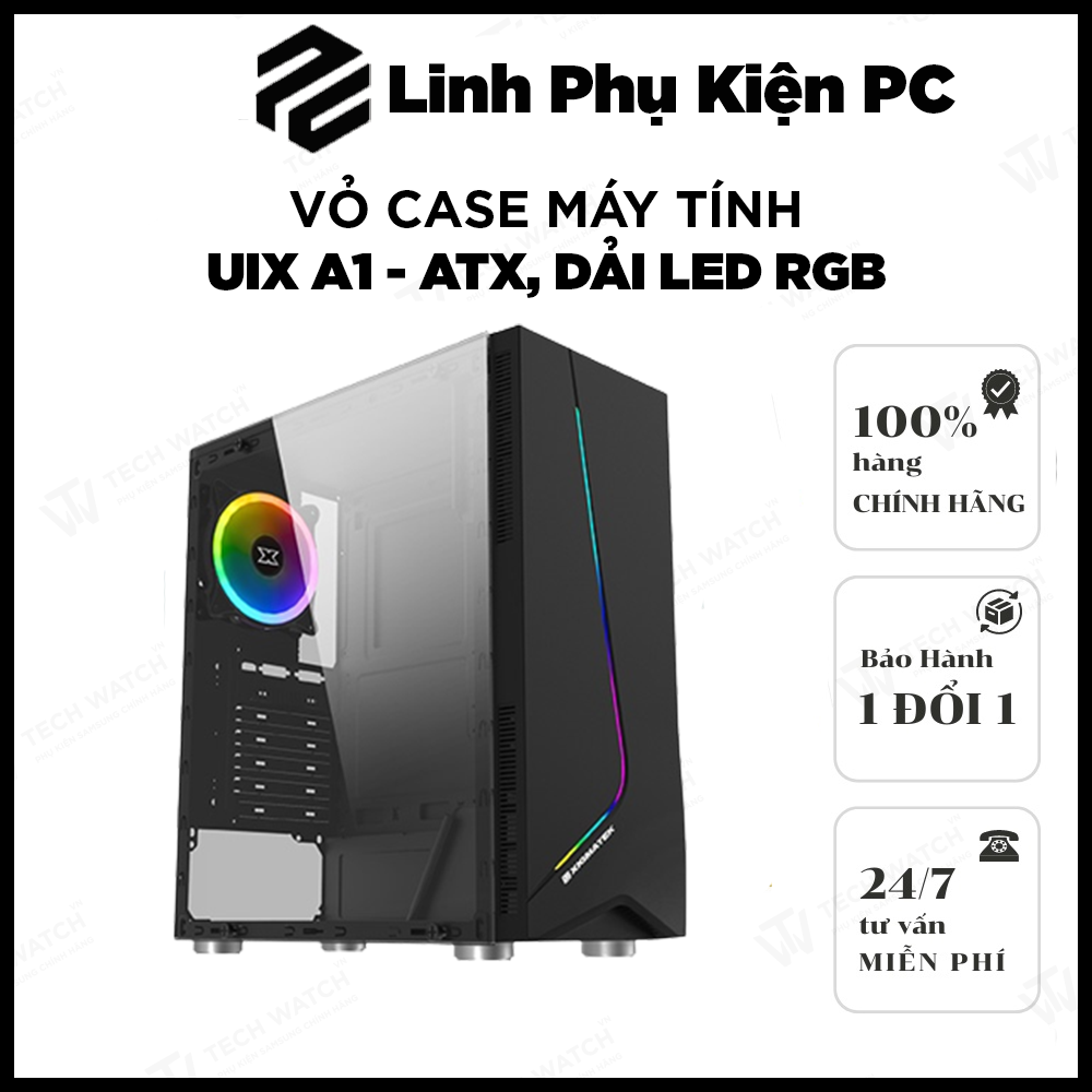 Vỏ Case Máy Tính RUIX A1 - ATX, Dải led RGB, Mặt Hông Kính Cường Lực MeCa