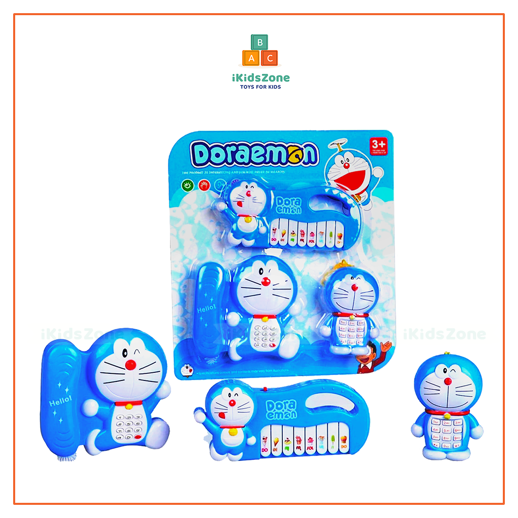 Đồ chơi Doraemon phát nhạc cho bé gồm đàn Piano, điện thoại bàn, điện thoại di động