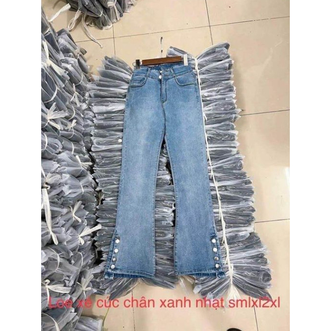 Quần jean bò ống loe đứng xẻ tà gấu co giãn ống rộng suông xuông nữ jeans cạp cao phong cách Hàn Quốc 2023 | BigBuy360 - bigbuy360.vn