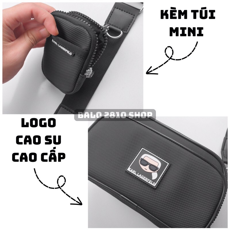 Túi Đeo Chéo Nam Nữ Cao Cấp Mini Karl Chất Liệu Da Si Chống Thấm BÁNH MÌ STORE Túi Chéo Thời Trang Karl Kèm Túi Mini