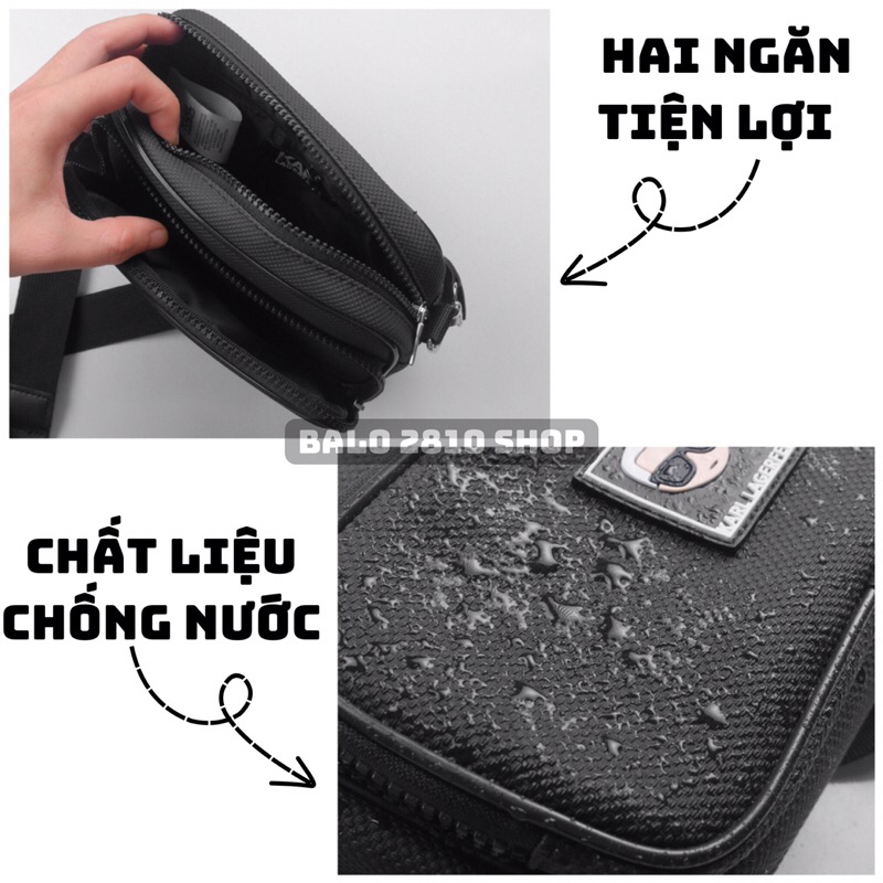 Túi Đeo Chéo Nam Nữ Cao Cấp Mini Karl Chất Liệu Da Si Chống Thấm BÁNH MÌ STORE Túi Chéo Thời Trang Karl Kèm Túi Mini