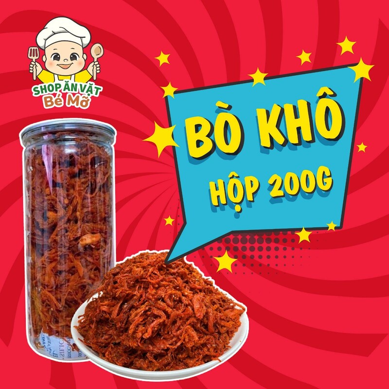 Bò khô xé sợi cay loại ngon hộp 200g