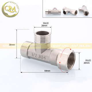 Van t, van cầu động, van chia nước 2 ngã inox sus 304 cao cấp chống gỉ - ren phi 21