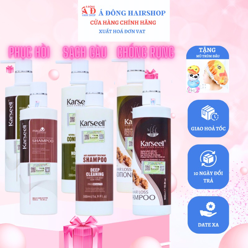 [+Tặng mũ trùm][Chính hãng] Bộ dầu Gội xả Karseell Collagen phục hồi mềm mượt sạch gàu chống rụng tóc 500/800ml