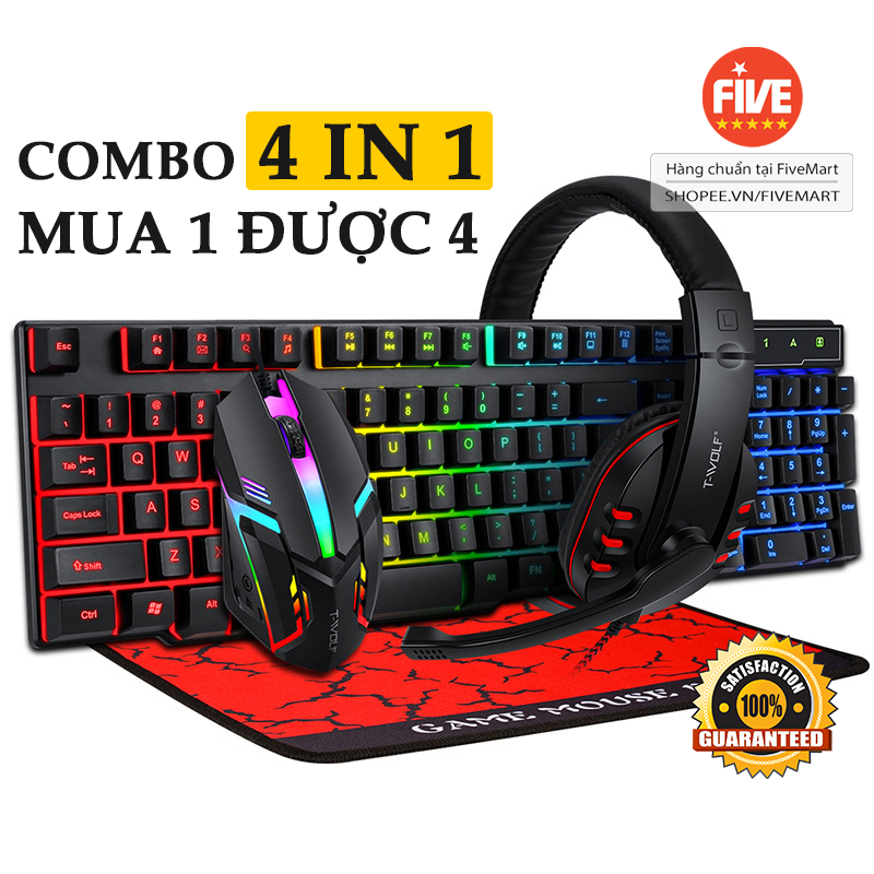 HOT - Bộ combo 4 sản phẩm Bàn phím Chuột Tai nghe Tấm lót chất lượng cao TF800 cam kết hài lòng