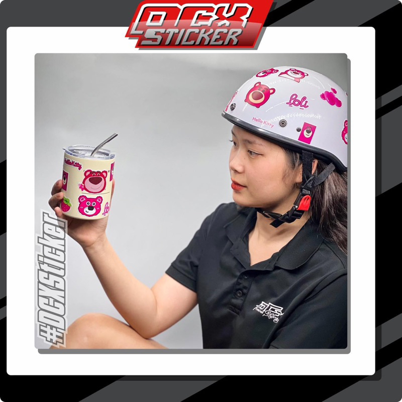 Sticker Gấu Dâu Trang Trí | Hình Dán Gấu Dâu Lotso Cute Dán Mũ Bảo Hiểm Điện Thoại Laptop Sổ Bình Nước | STK-003