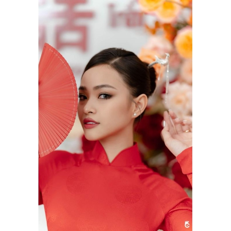 Sale_Áo cô dâu 2 tà màu đỏ hoạ tiết chữ hỷ_ vải gấm tơ mỏng mềm tà rộng_ có bigsize