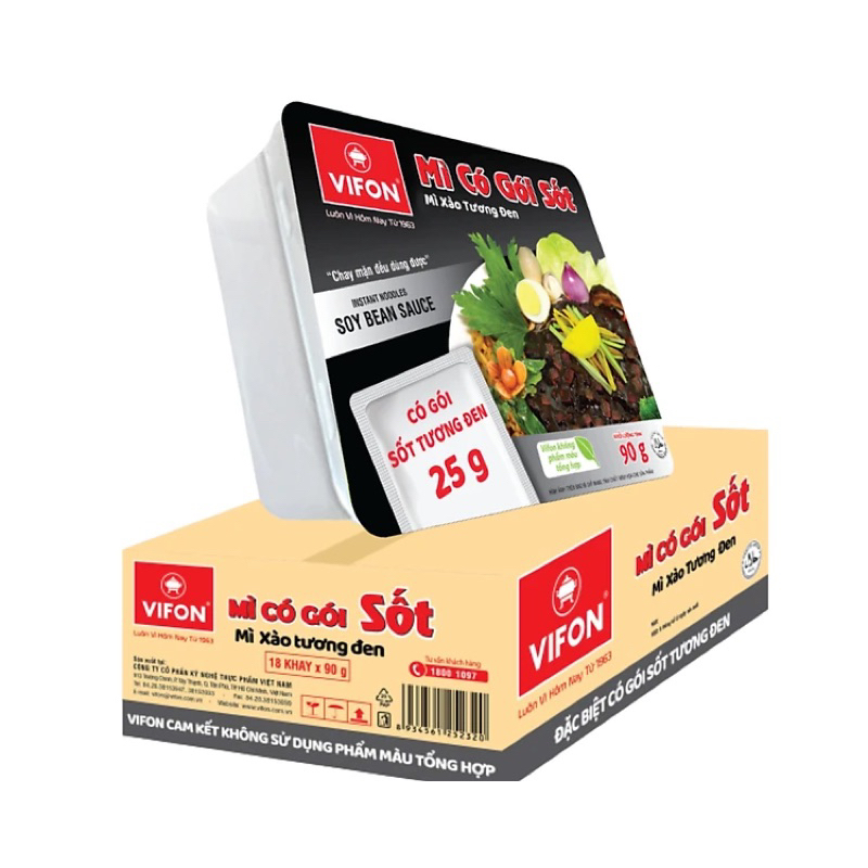 1 thùng mì xào tương đen Vifon 18 khay-Sỉ thùng mì trộn tương đen giao hoả tốc