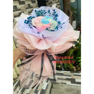Bó 1 bông cầu vồng phối baby