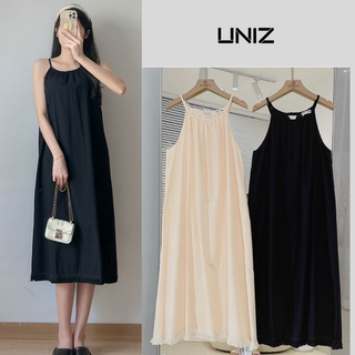 Váy 2 dây tiểu thư dáng suông dài tua rua uniz Vay2s3016-p0k4 noc
