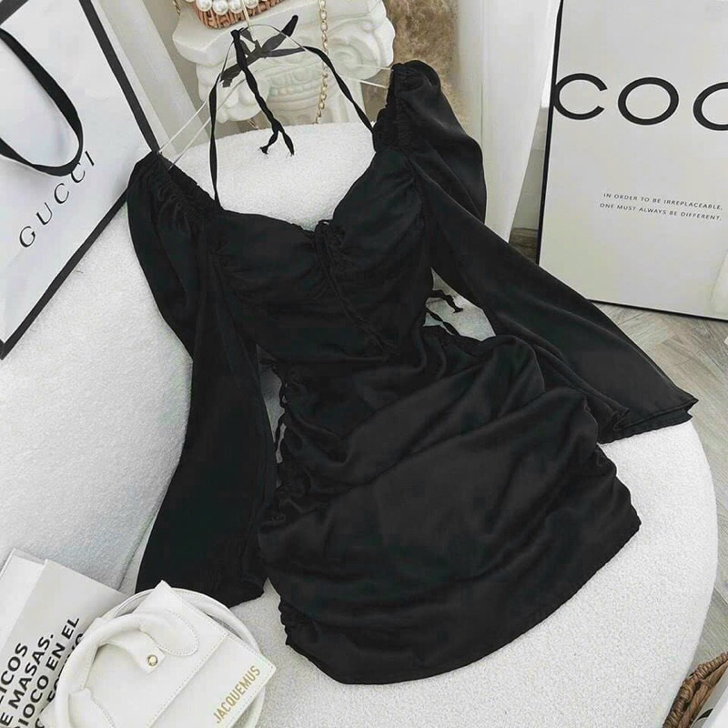 Đầm body nhún rút khoéc eo