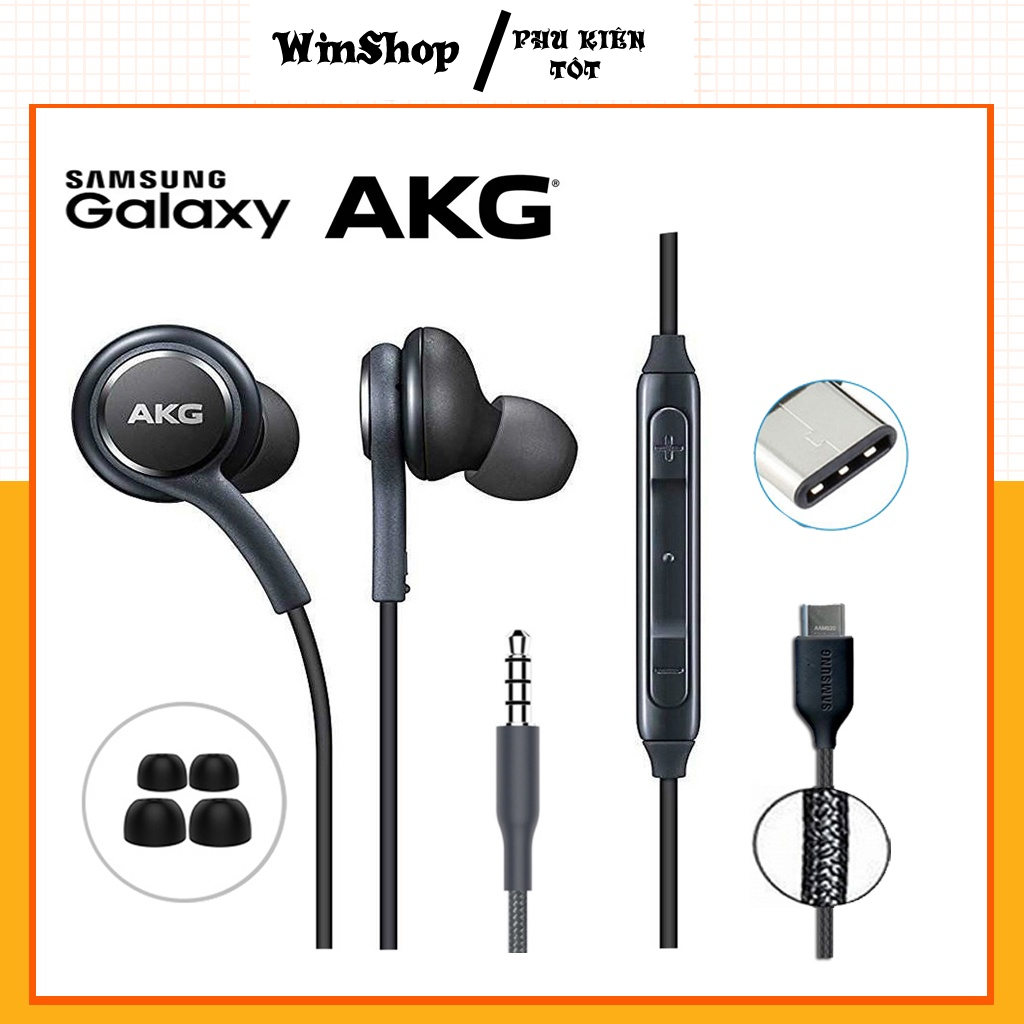 Tai Nghe AKG SamSung Cao Cấp S8 S9 S10 S20 S21 S22 Note 8 Note 9 Note 10 Note 20 Có Dây Jack 3.5mm và Type C